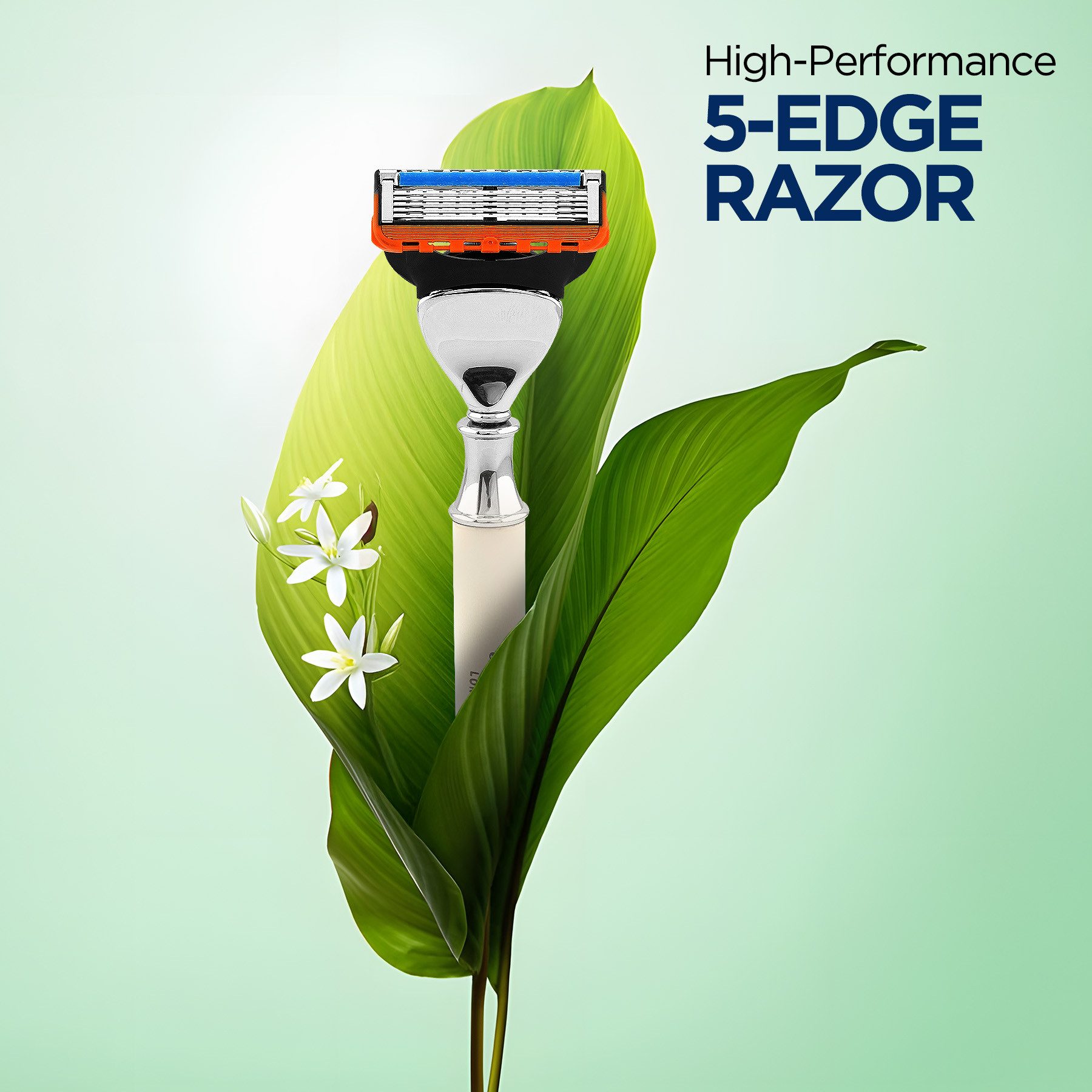 Haryali London Nassrasierer 5-Klingen-Rasierer für Unisex, Körper- und Gesichtsrasierer, Elfenbein, Pack, Rasiermesser mit Klinge und messing-silberner Oberfläche, Abwaschbarer, rutschfester Griff. Passt auf alle Fusion5-Rasierer.