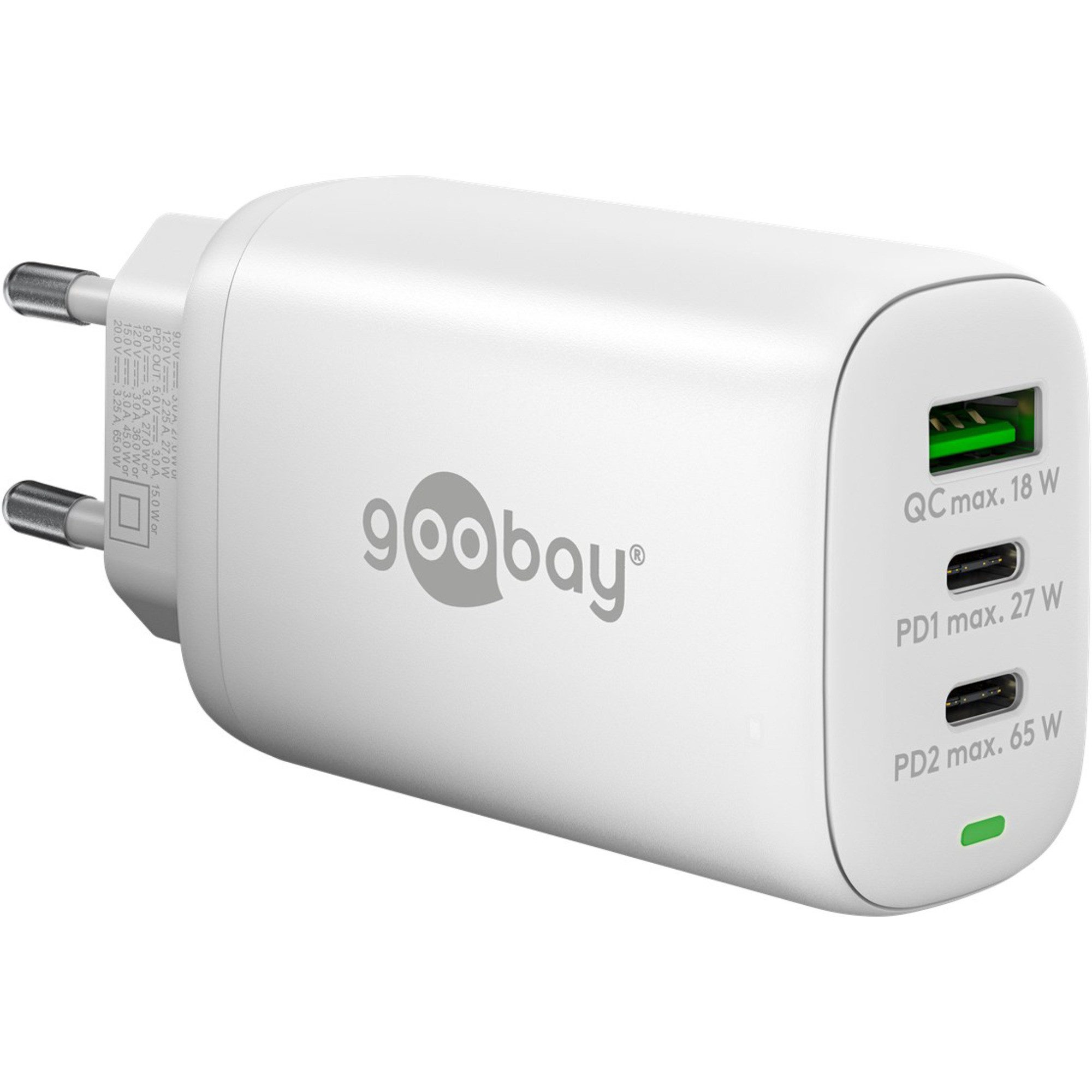 goobay USB-C Multiport-Schnellladegerät, PD, GaN, Netzteil