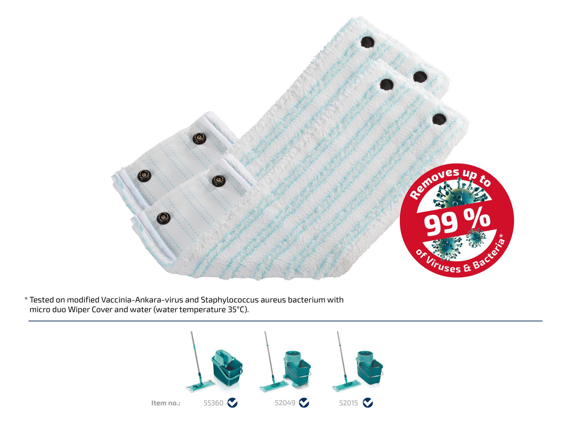Leifheit Bundle Wischbezug CLEAN TWIST XL/Combi XL micro duo (2er Set) Wischbezug (Mikrofaser, 14.0x49.5 cm, 2-tlg., Waschbar bei 60°C, Wischbreite 42cm, für al – Bild 2 von 5