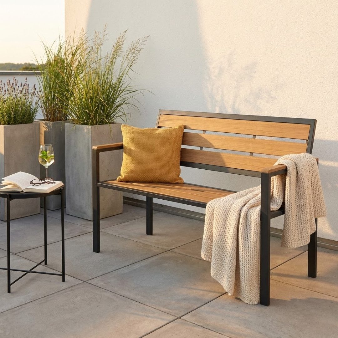 abc HOME Bank Gartenbank aus WPC & Aluminium, 108 cm breit, wetterfest & rostfrei, Wetterfest