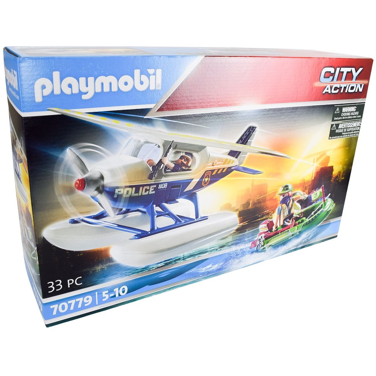 Playmobil® City Action 70779 Wasserflugzeug mit Räuber Boot Verfolgungsjagd 33tlg Spielbausteine, (33 St., 70779)