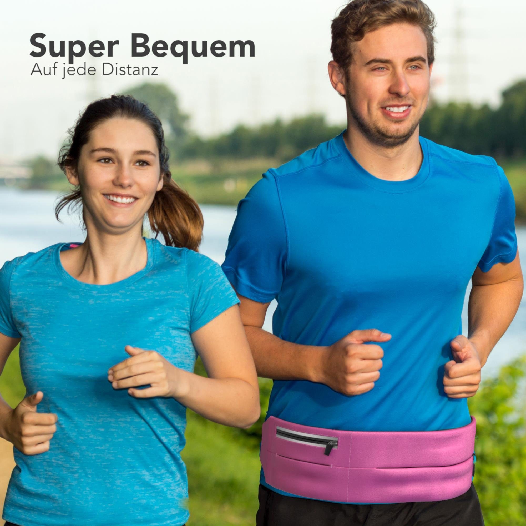 EAZY CASE Laufgürtel Universal Sport Bauchtasche Breit Wasserabweisende Hüfttasche Bauchtasche Laufgürtel Joggingtasche Pink