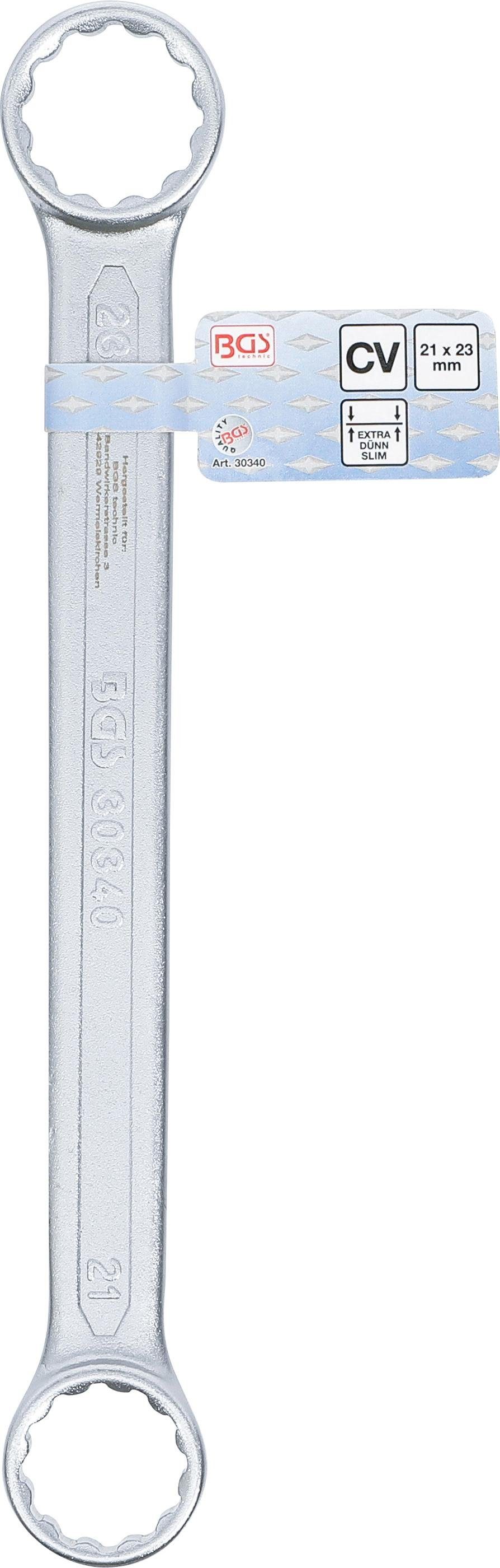 Doppel-Ringschlüssel, extra 23 BGS technic mm x SW 21 Ringschlüssel flach,