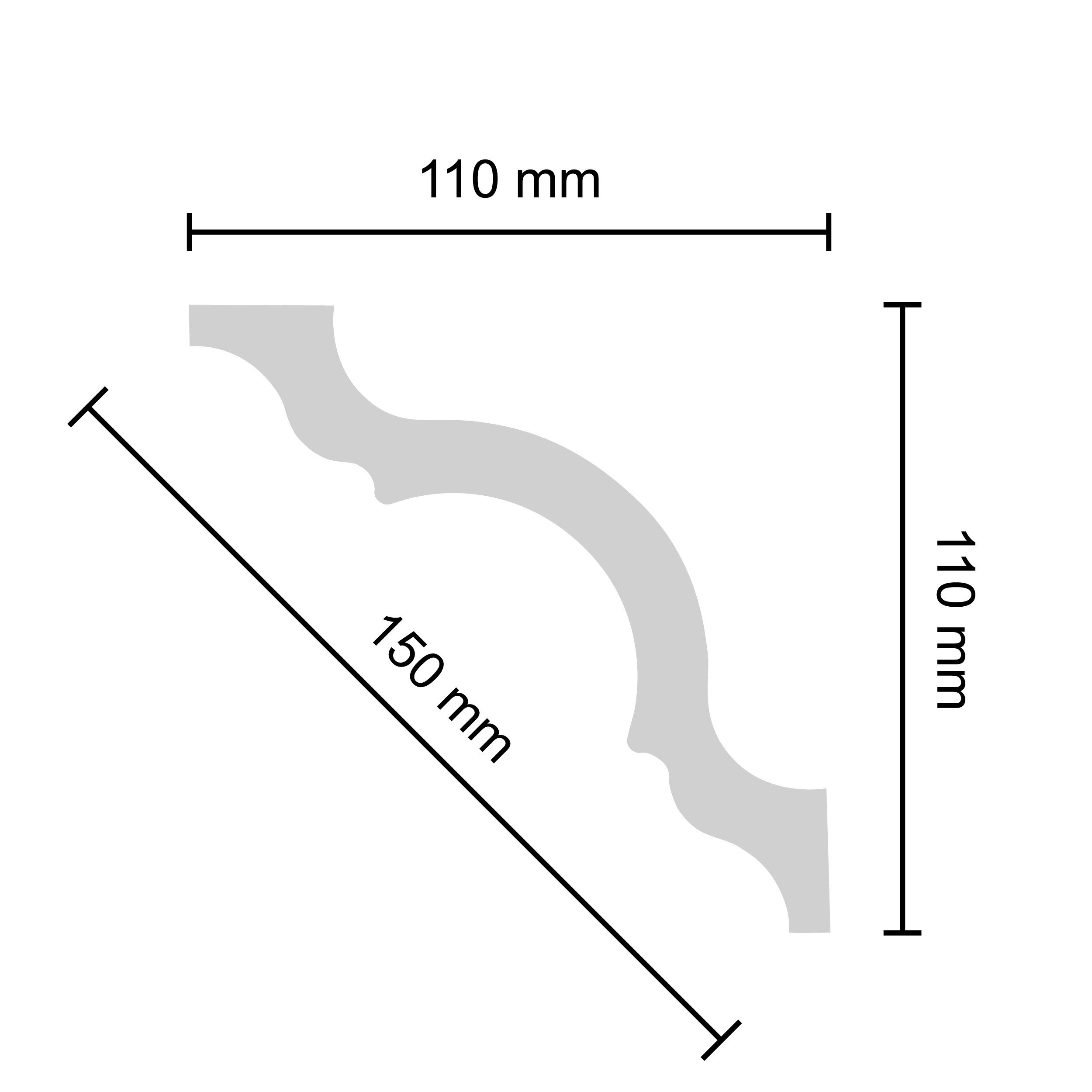 Decosa Zierleiste Decosa Zierprofil A110 (Selina), 110 x 110 mm, 2 m - 01 Stück, Kleben, Polystyrol (Styropor)