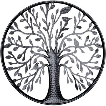 Aubaho Gartenfigur Wanddekoration Ornament Wandschmuck Baum Metall Antik-Stil schwarz Leb