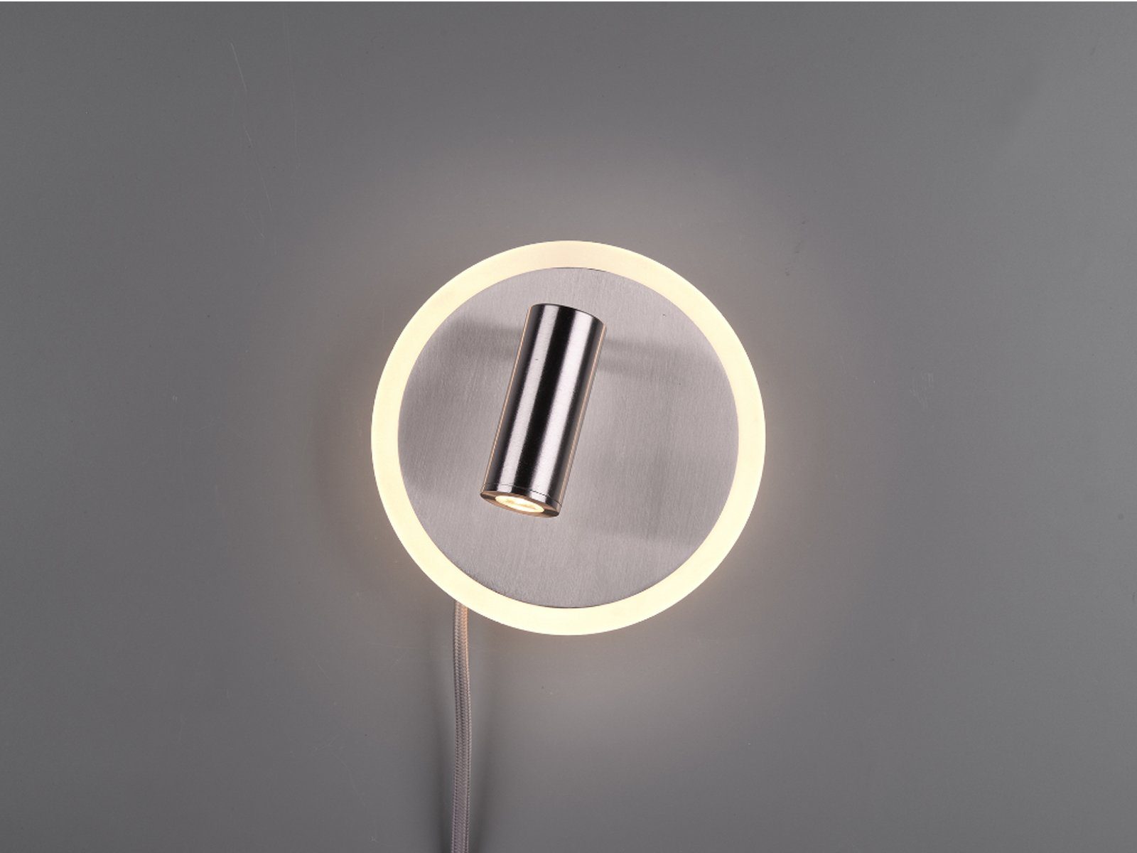 und Silber Set 2er Leselampe mit Bett meineWunschleuchte Ø15cm integriert, matt fest Stecker LED Leselampe, Schalter Warmweiß, Nachttisch innen LED