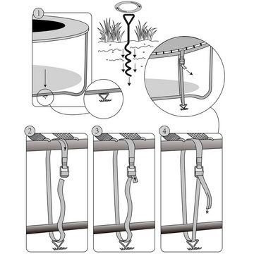 monzana Spanngurt (8-St) 4 Bodenanker Trampolin 900kg Verstellbare Gurte Erdanker Befestigung