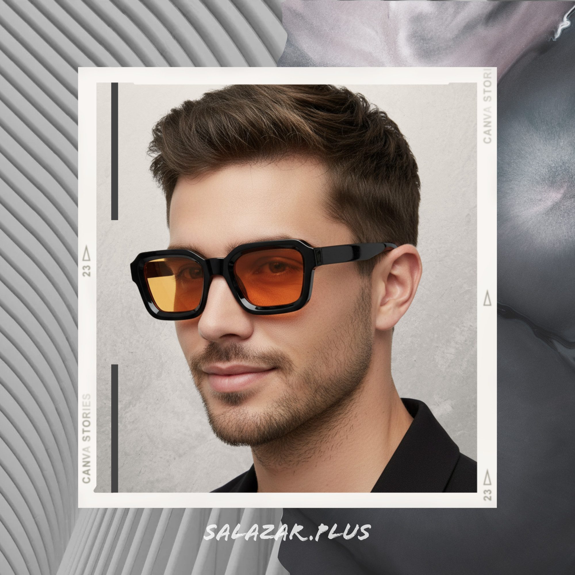 salazar.plus Sonnenbrille Dick Rechteckig Unisex Klotzig Damen Herren Brille schwarz orange blau