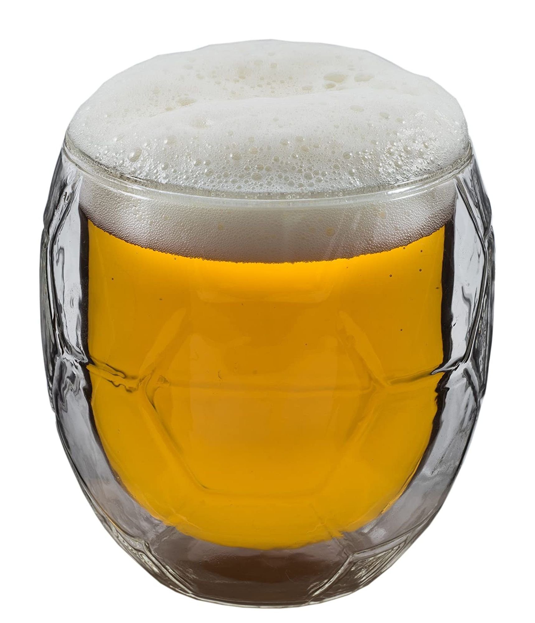 Bierglas Bierglas Trinkglas Fußball Thermoglas Doppelwandig Schwebeefekt