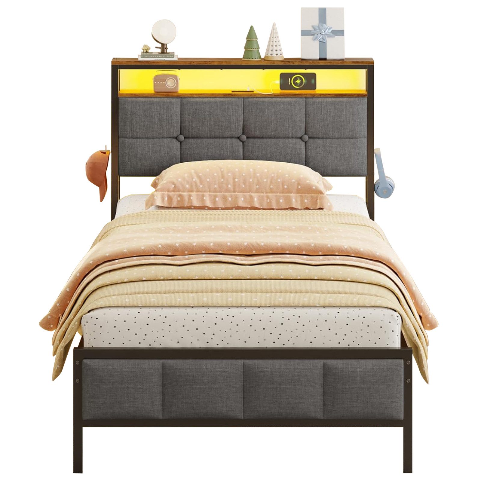 MSMASK Polsterbett mit Ladestation und LED-Beleuchtung (1-tlg., Ohne Matrat günstig online kaufen