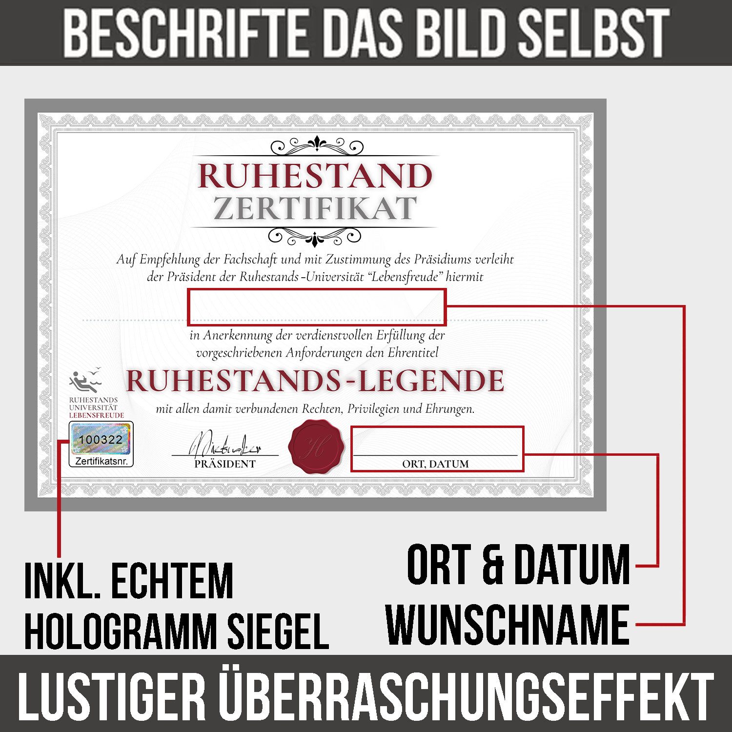 Tigerlino Poster Ruhestand Zertifikat Rente Abschiedsgeschenk Ruhestand Urkunde Rentner