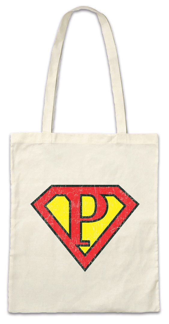Beuteltasche Super P Stofftasche Buchstabe Initialen Vorname Nachname Man Fasching