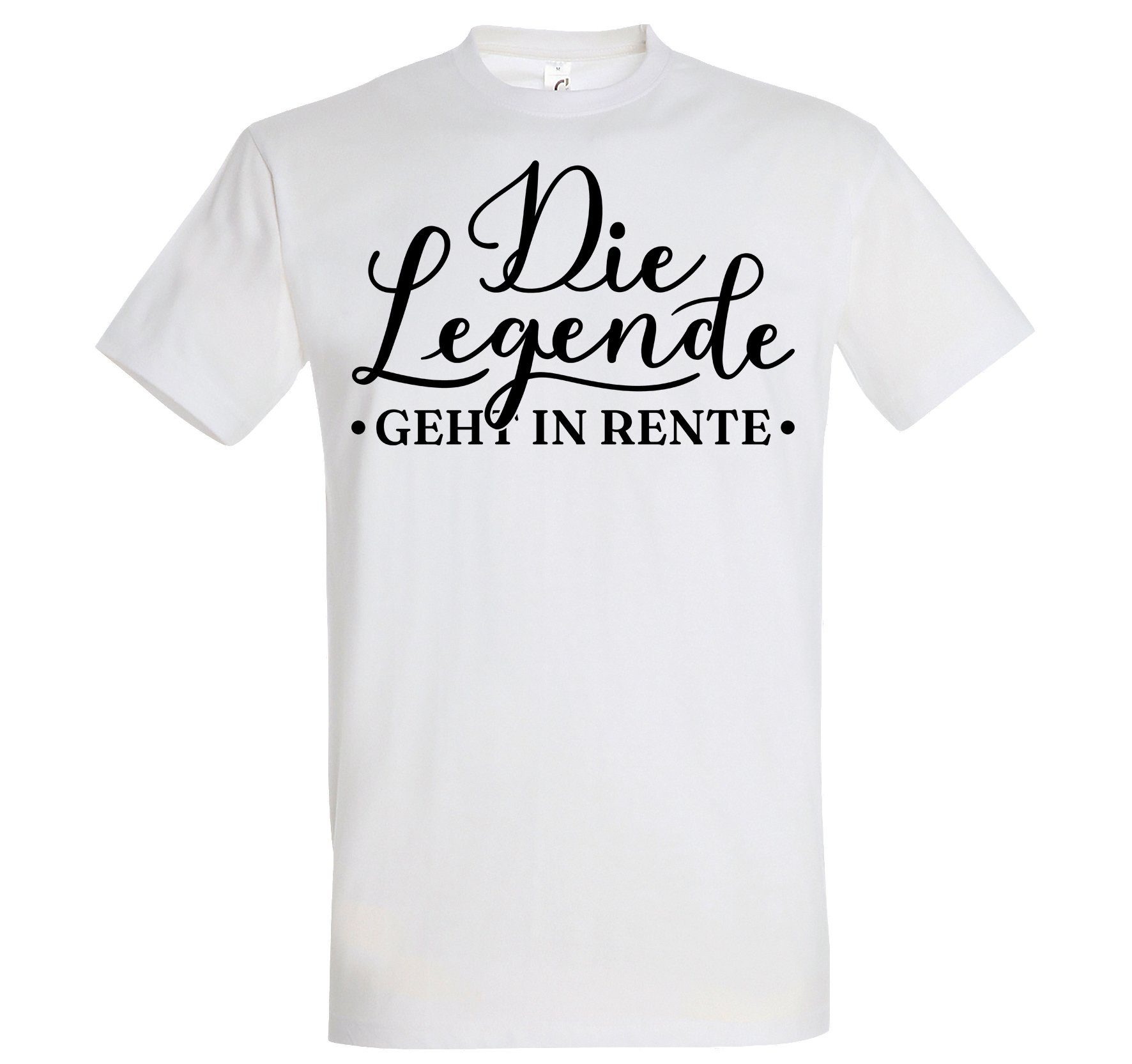 Youth Designz T-Shirt Die Legende geht in Rente Herren Shirt mit Trendigem Frontdruck Weiss