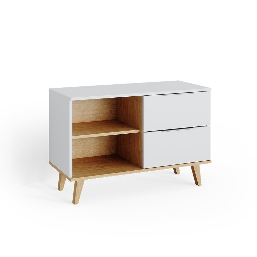 Vicco Kommode Nautica, Weiß/Sonoma, 90 x 61 cm
