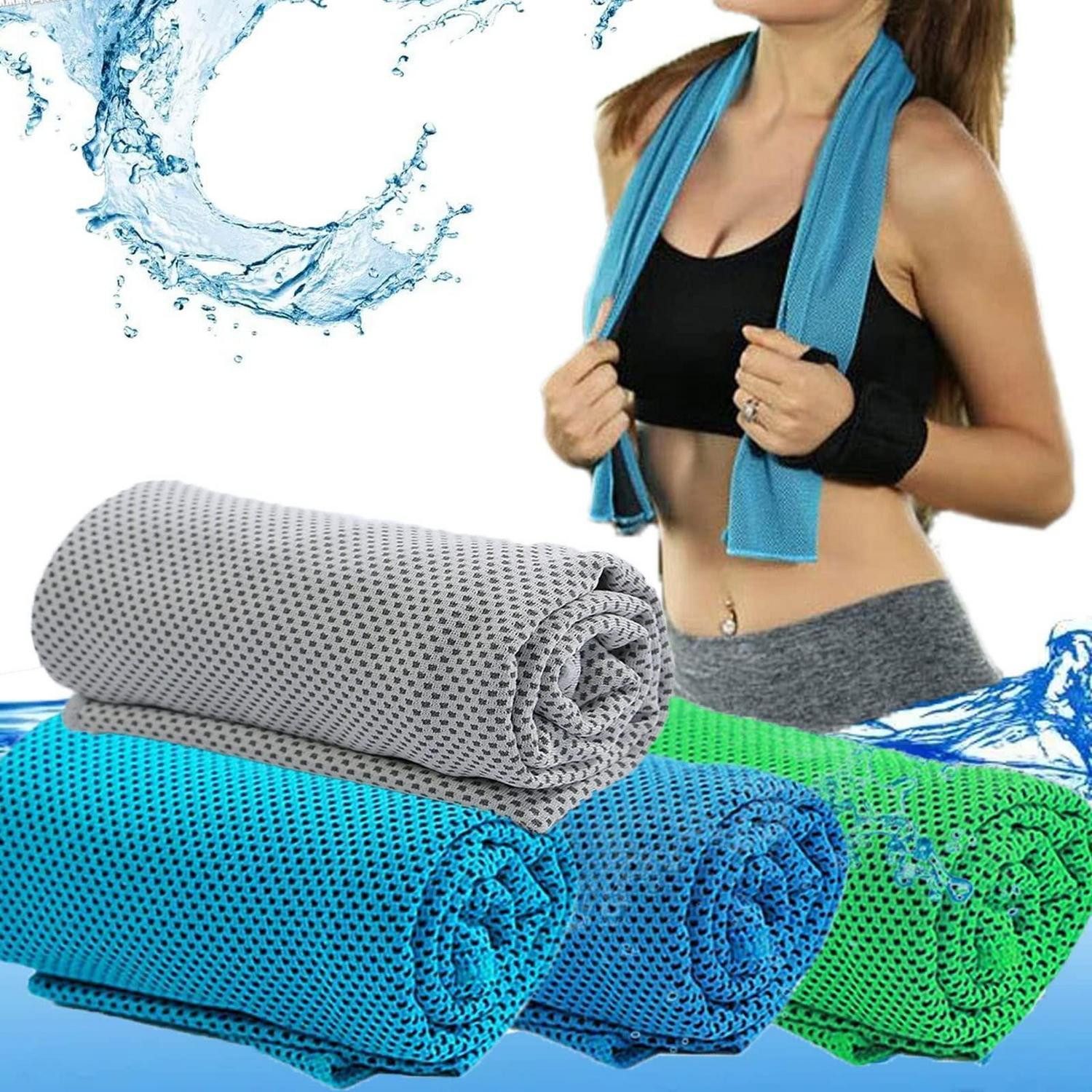 LuxusKollektion Sporthandtuch Kuehltuch 4er Set Mikrofaser Sport Reise, (4-St)