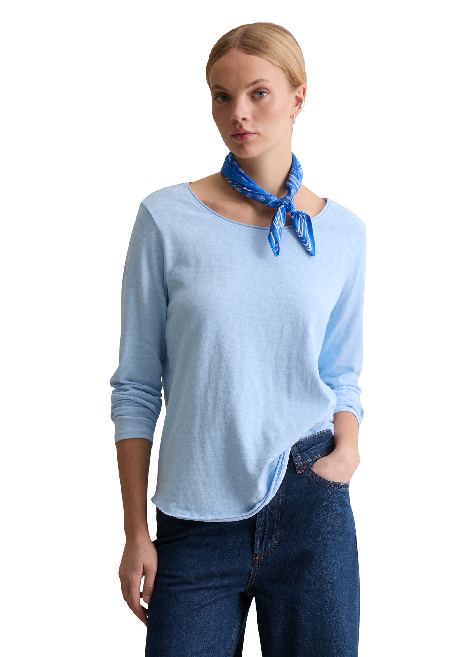 Marc O'Polo DENIM Longsleeve regular fit aus Organic Cotton mit cooler Slub-Jersey-Struktur