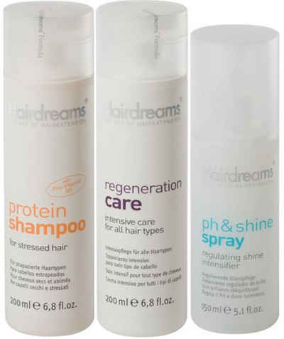 Hairdreams Haarpflege-Set Proteinshampoo + Regeneration Care + Ph&Shine Spray, Set, 3-tlg., für Haare mit Echthaarverlängerungen