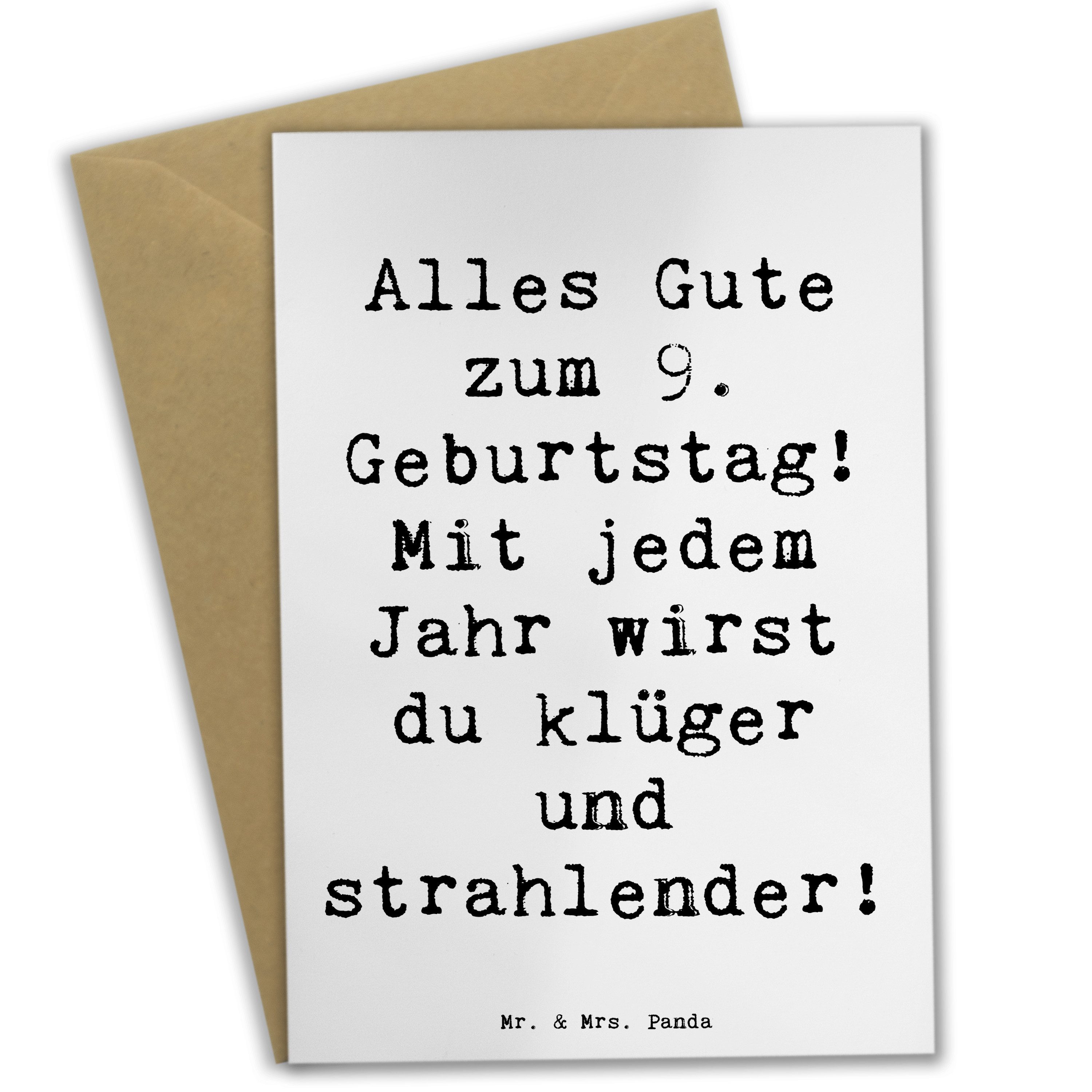Grußkarte Spruch 9. Geburtstag Wünsche - Weiß - Geschenk, Kindergeburtstag, Geb