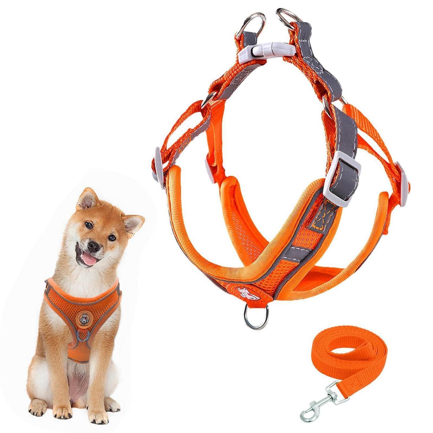LuxusKollektion Geschirr Hundegeschirr Set Air-Mesh Orange S, Textil