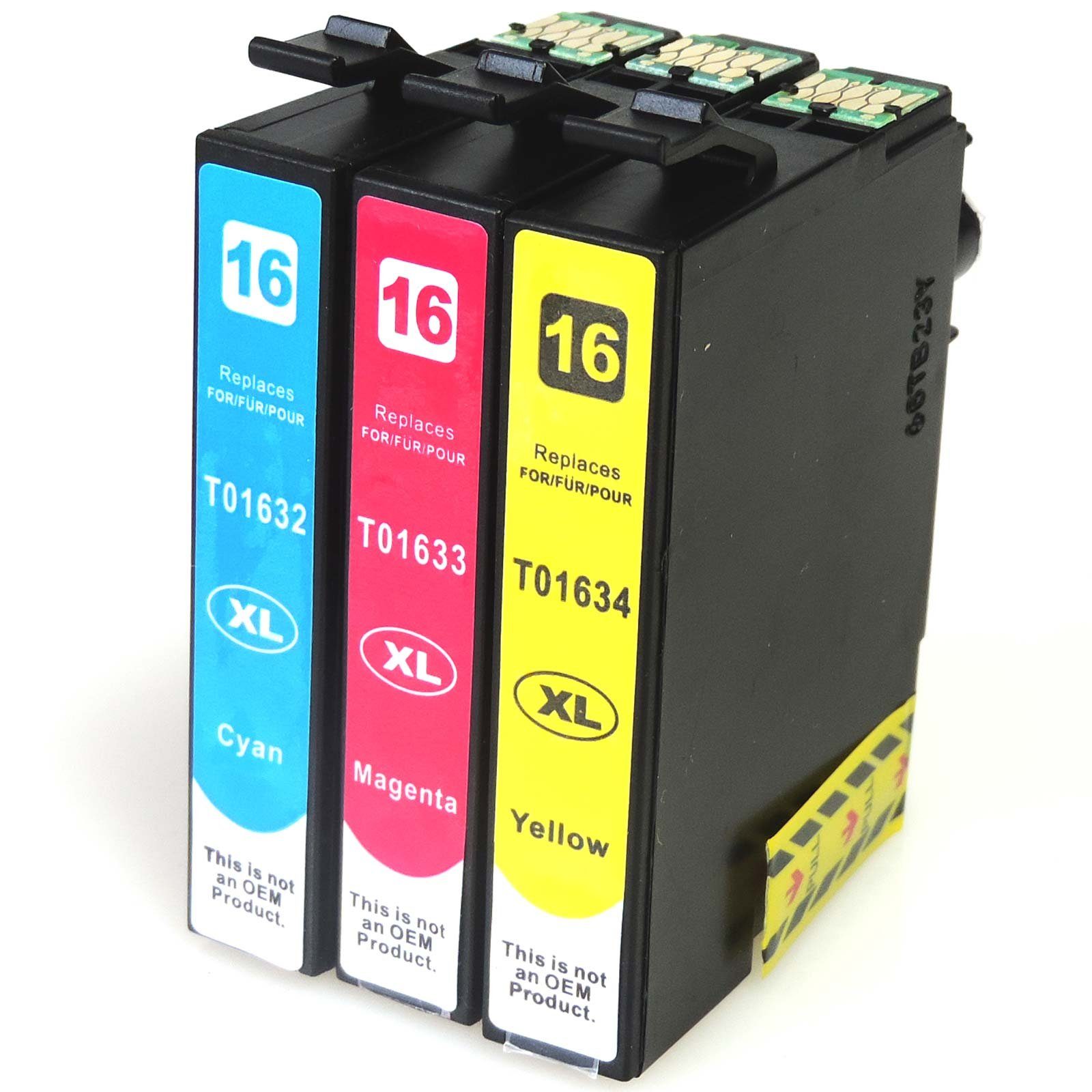 D&C Kompatibel Epson 16XL, Füller, T1636, C13T16364010 Multipack 3-Farben Tintenpatrone
