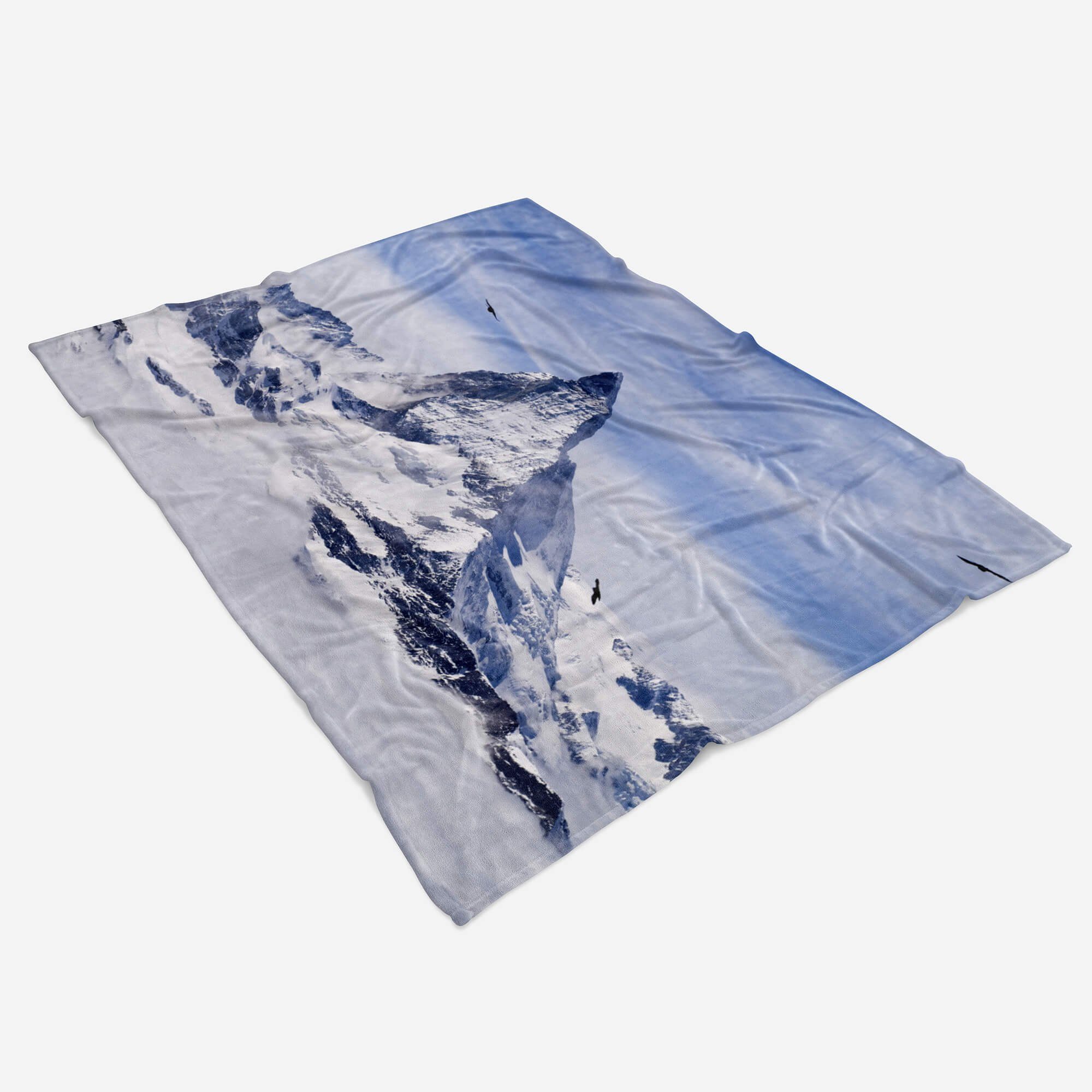 Sinus Art Handtücher Berggipfel Baumwolle-Polyester-Mix Strandhandtuch Kuscheldecke (1-St), Matterhorn mit Handtuch Saunatuch Fotomotiv Handtuch Schnee