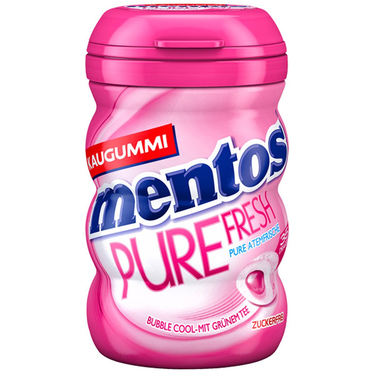 MENTOS Süßigkeit, Mentos Kaugummi Pure White Fresh Bubble Geschmack in Curvy Dose 70g