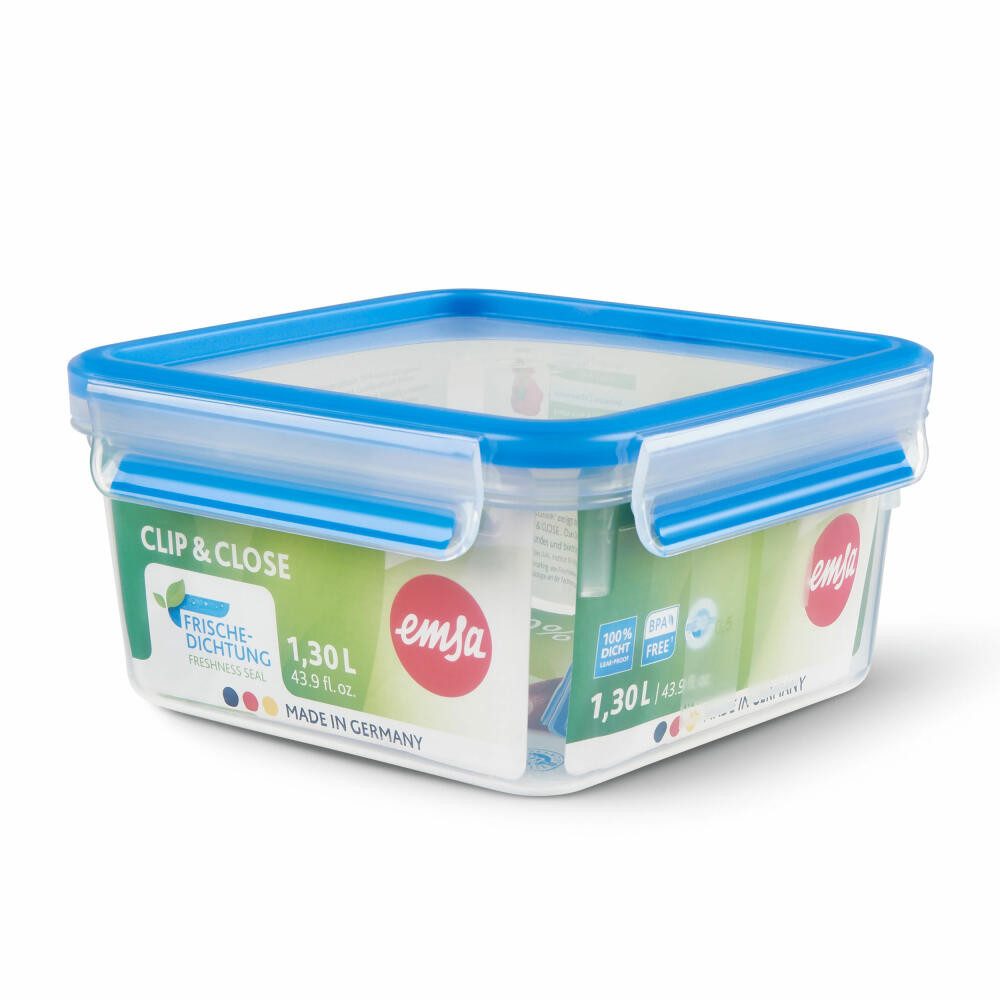 Emsa Frischhaltedose Quadratisch CLIP & CLOSE 1.3 L, Kunststoff, (1-tlg)