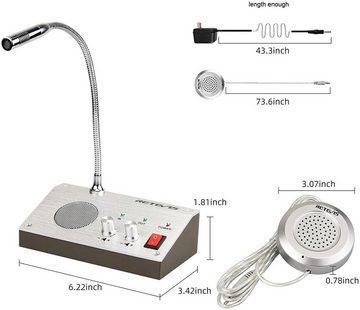 Retevis Funkgerät RT9908 Tischsprechanlage, Fenstersprechanlage, (Fenster Gegensprechanlage, Intercom System), Geräuschfrei Tonaufnahme Interphone für Krankenhäuser,Banken,Geschäfte