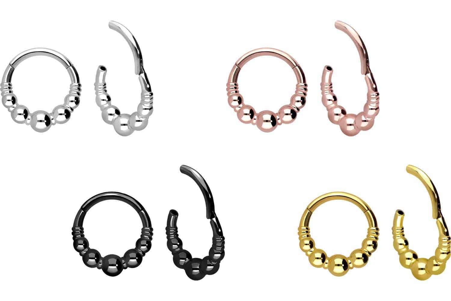 PIERCINGLINE Nasenpiercing Chirurgenstahl Segmentring Clicker 5 KUGELN Ohrpiercing Septum Nase (Clicker, 1-tlg), Ohrpiercing für Conch, Helix, Tragus, Daith, Lobe
