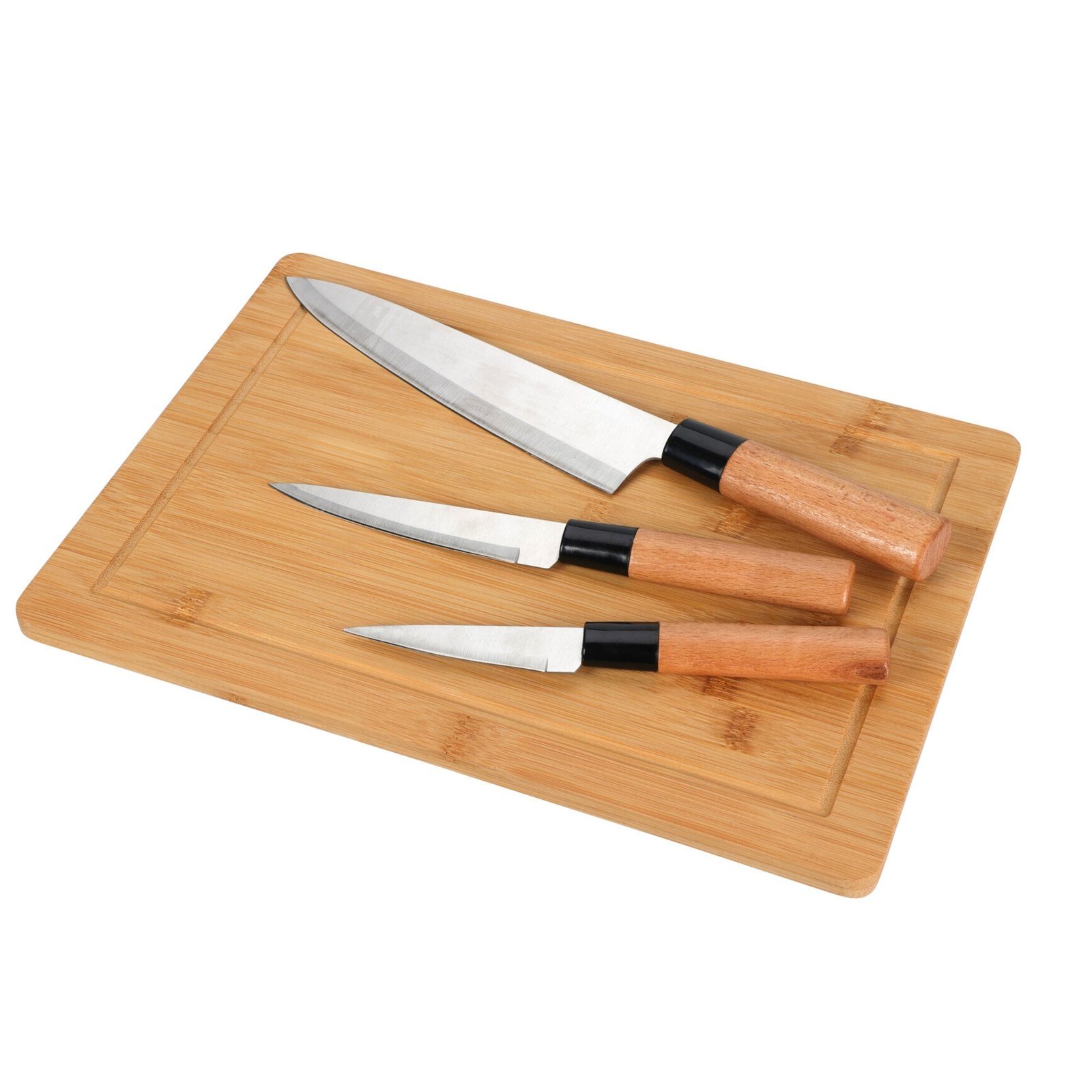 Neuetischkultur Kochmesser Messerset mit Schneidebrett 4-teilig, Messerset mit Schneidebrett 4-teilig