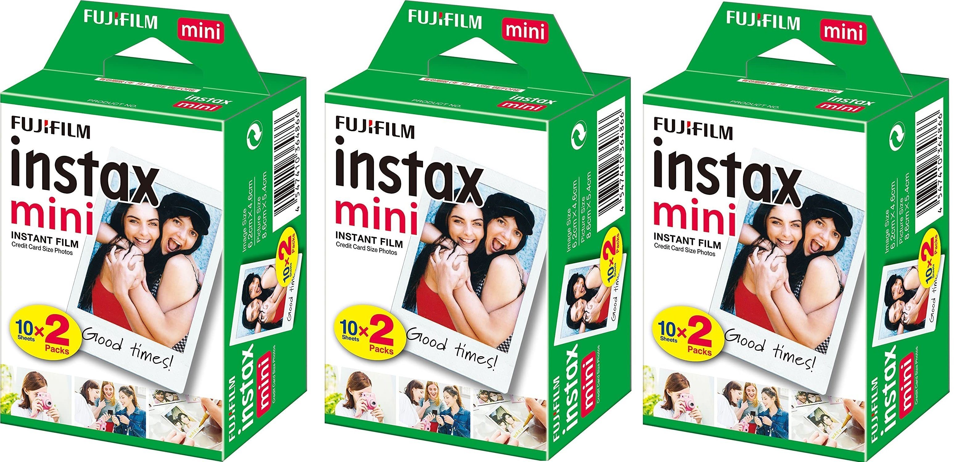 dawecom-24 3x Fujifilm Instax Mini Instant Film Doppelpack - 6x10 Aufnahmen für Sofortbildkamera