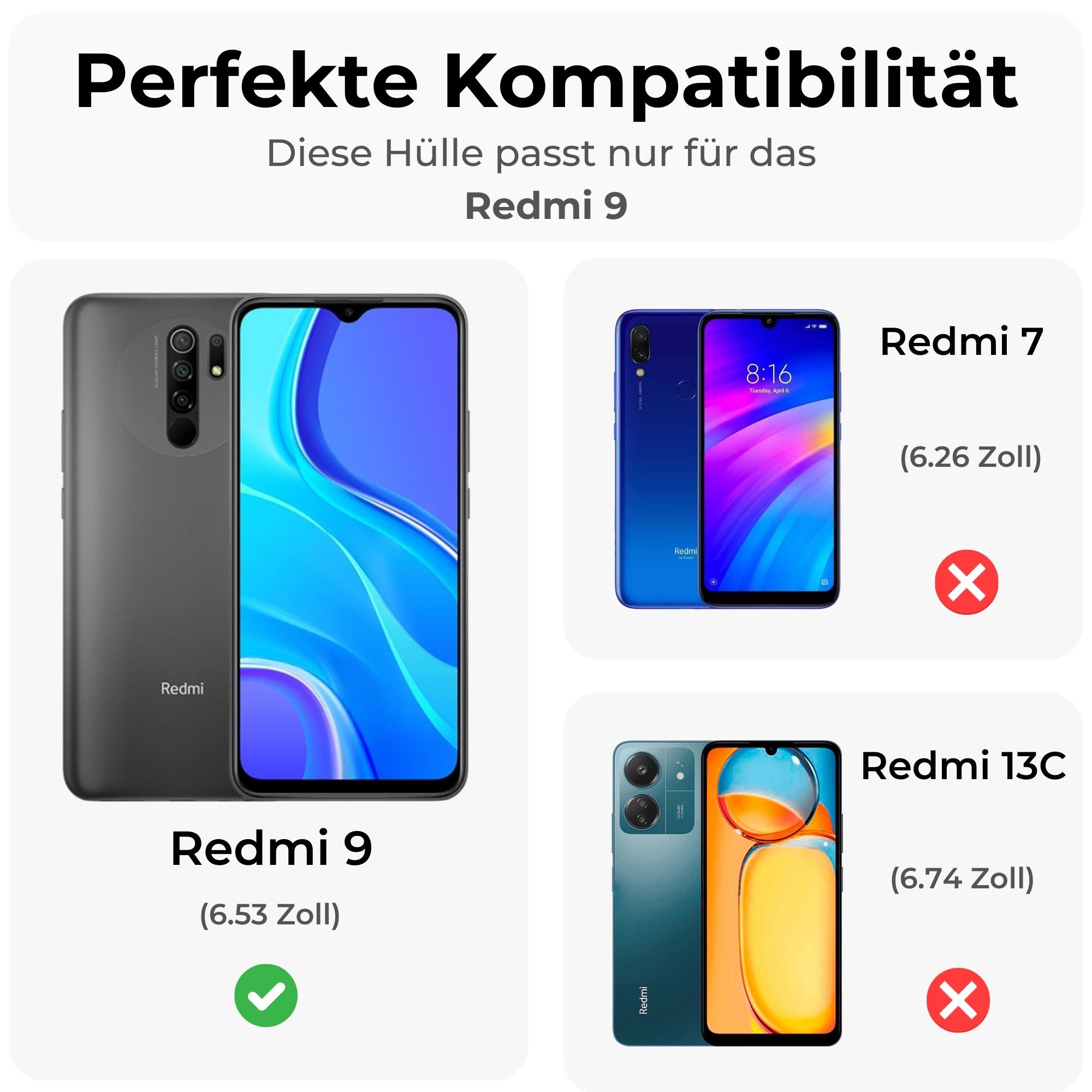 betterfon Handyhülle für Xiaomi Hülle mit [Standfunktion][Kartenfächern], Bookstyle-Hülle: Magnetverschluss 3 Kartenfächer & Standfunktion