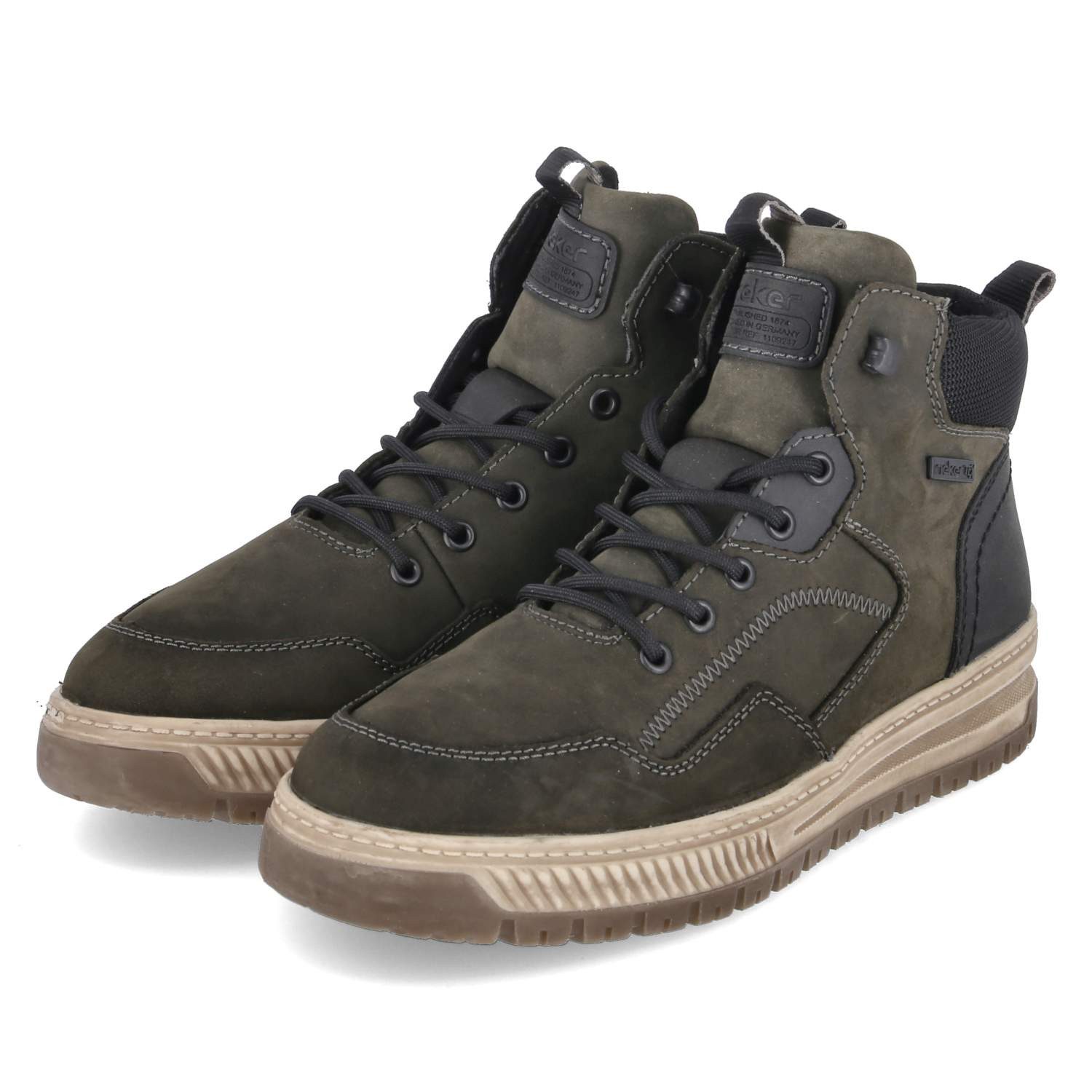 Rieker 38554-54 Herren Leder und Synthetik green Schnürstiefel