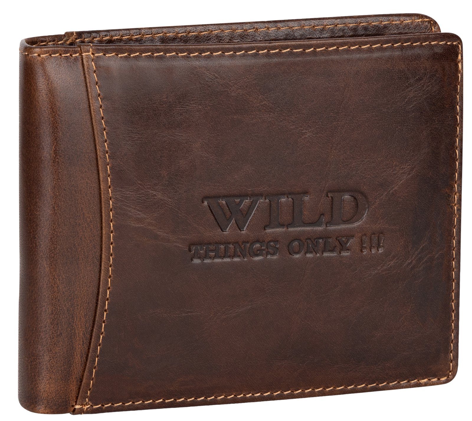 Wild Things Only !!! Geldbörse RFID echt Leder Portemonnaie Geldbörse Geldbeutel Herren Querformat, RFID Schutz