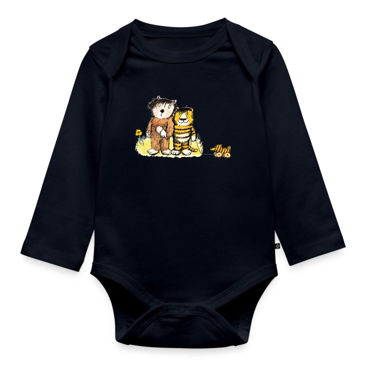 Spreadshirt Langarmbody Janosch Tiger, Bär und Tigerente auf Wiese Tages Baby Body Langarm (1-tlg)