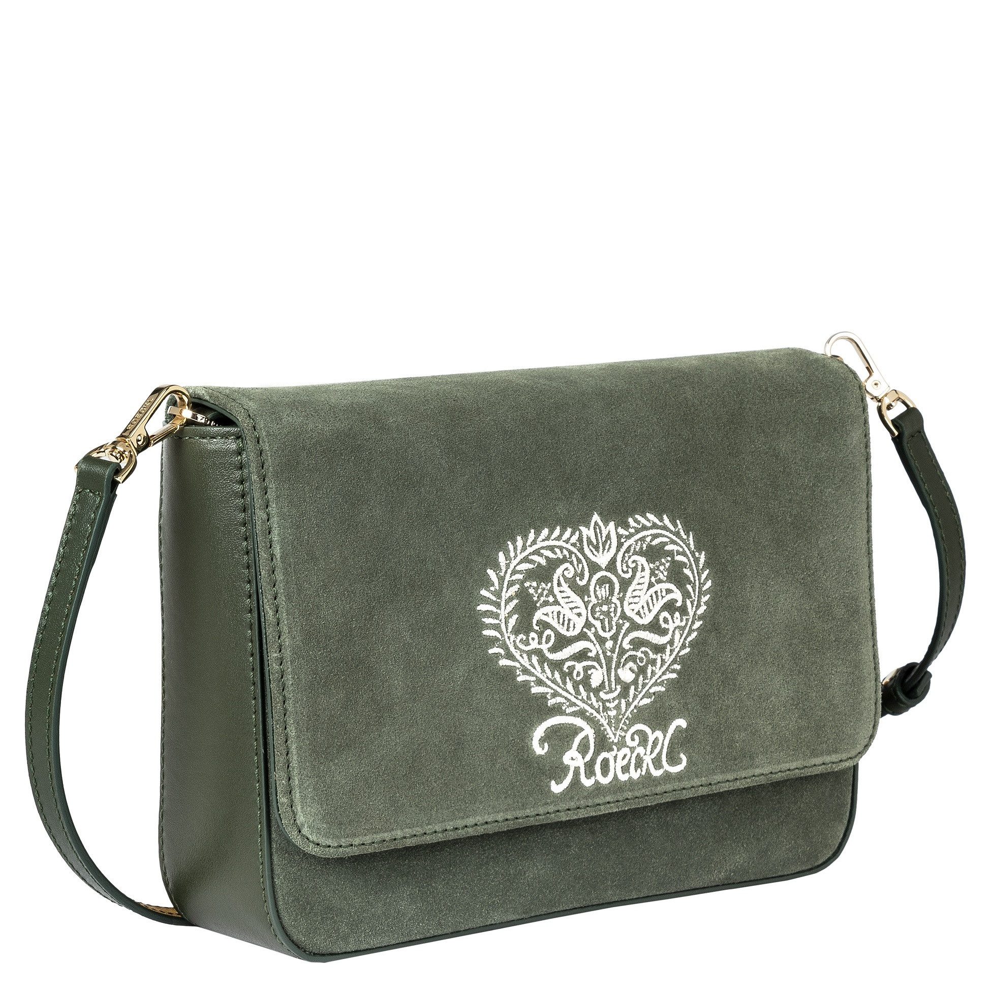 Roeckl Umhängetasche VRONI, Veloursledertasche mit Stickerei