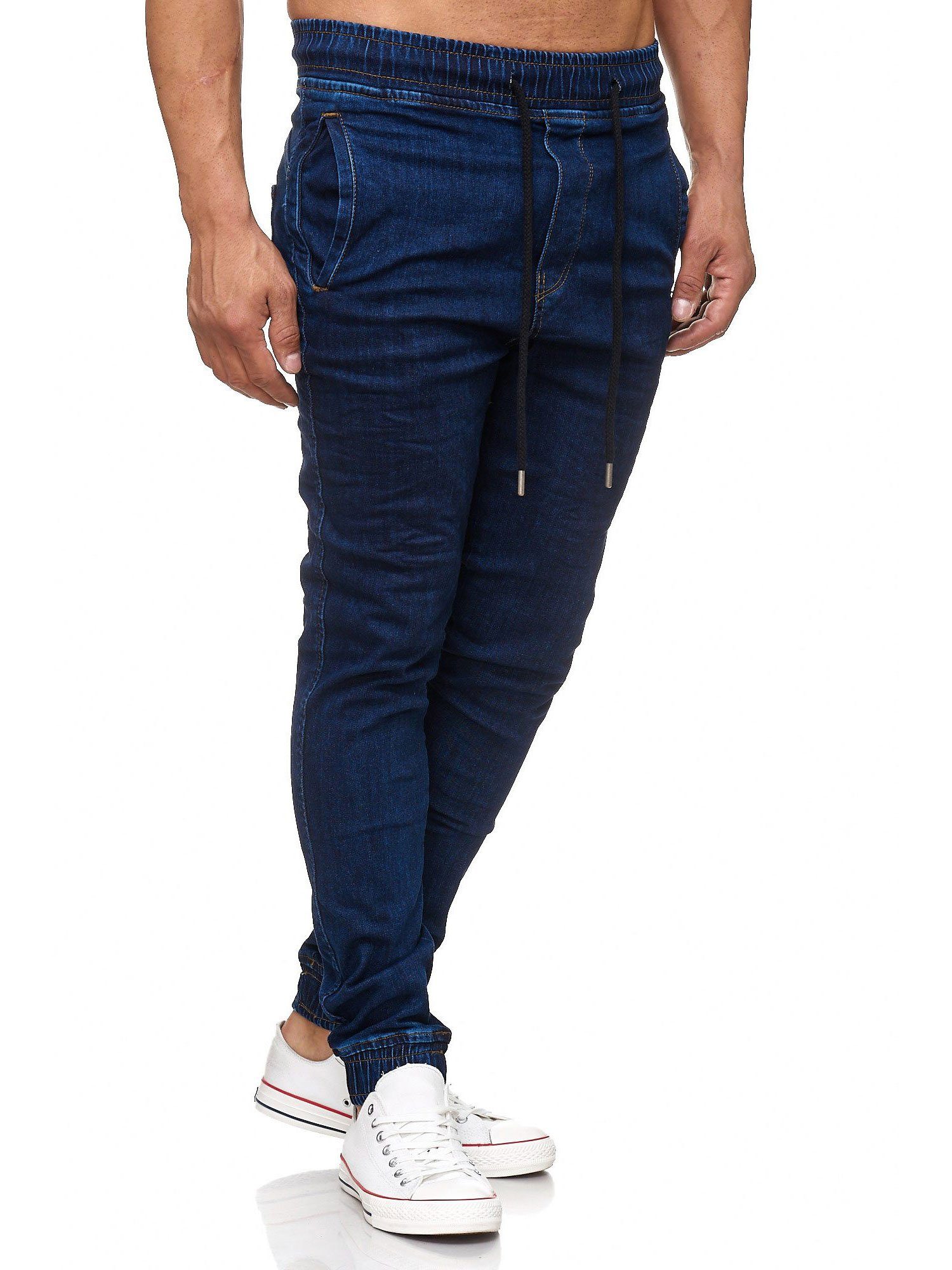 Tazzio Straight-Jeans 17504 Sweat Hose im dunkelblau Jogger-Stil