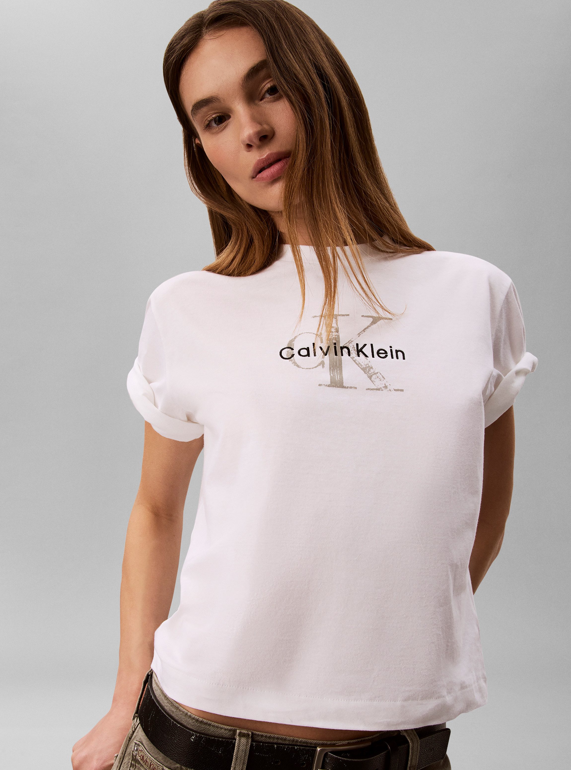 Calvin Klein Jeans T-Shirt BOXY HAND DRAWN MONOLOGO TEE Regular fit, Logoschriftzug – Bild 2 von 5