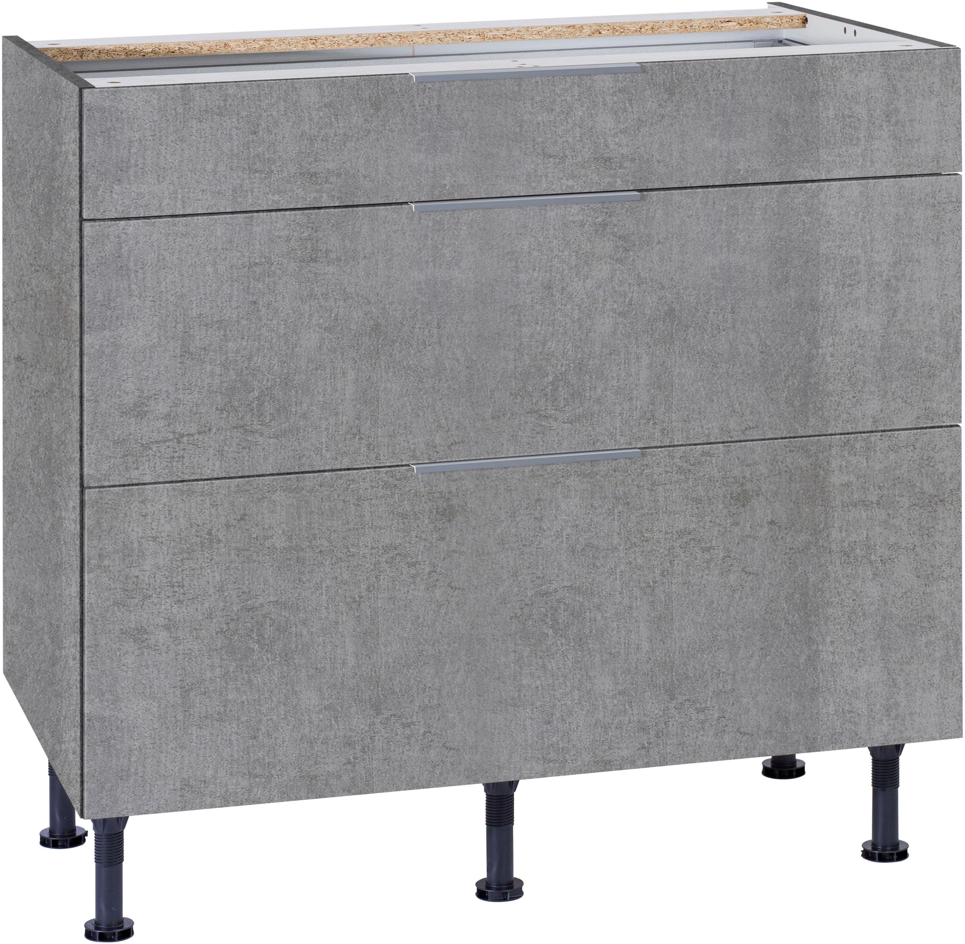 OPTIFIT Unterschrank Tara mit Vollauszug und Soft-Close-Funktion, Breite 90 cm betonfarben | betonfarben