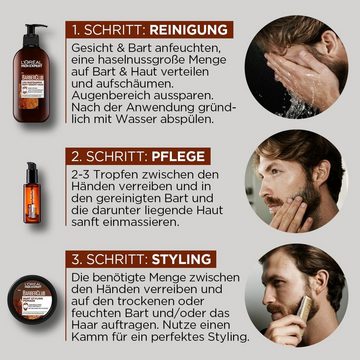 L'ORÉAL PARIS MEN EXPERT Bartpflege-Set Barber Club Premium, 5-tlg., die ganze Bartpflegeroutine im coolen Jutebeutel