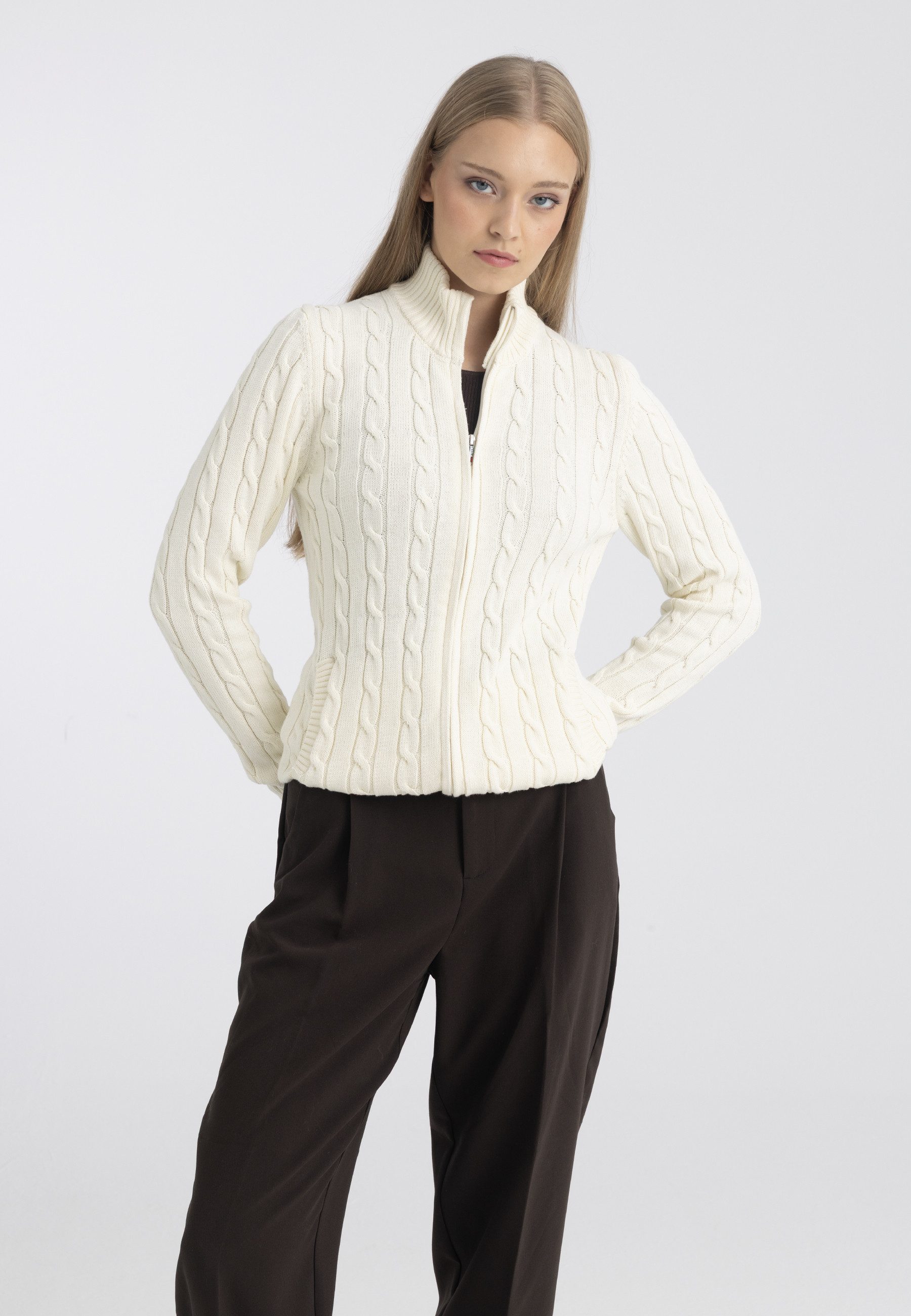 Felix Hardy Strickjacke Strickjacke mit Zopfmuster