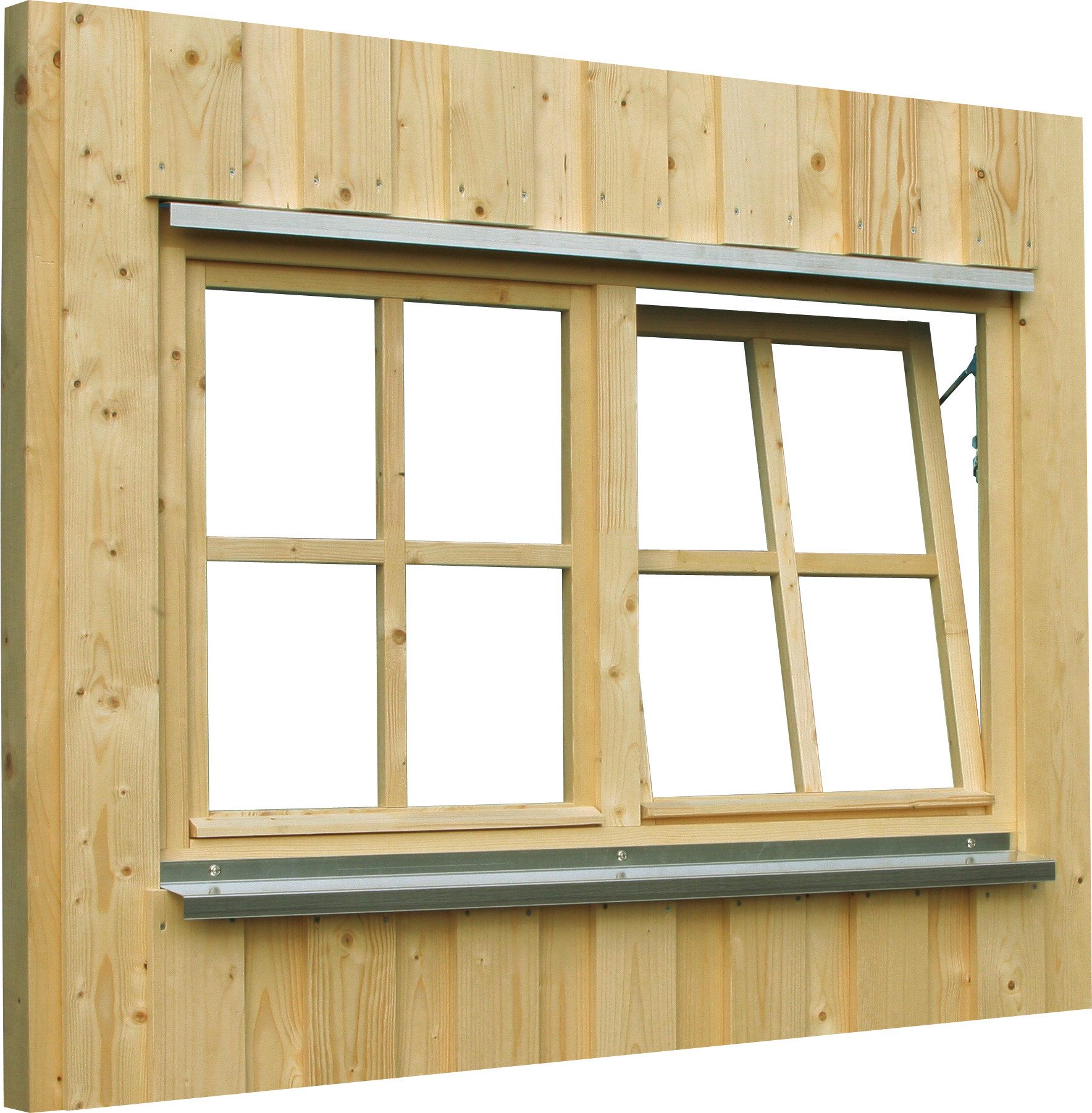 Skanholz Fenster Doppelfenster, für Carports, 132,4 x 82,1 cm