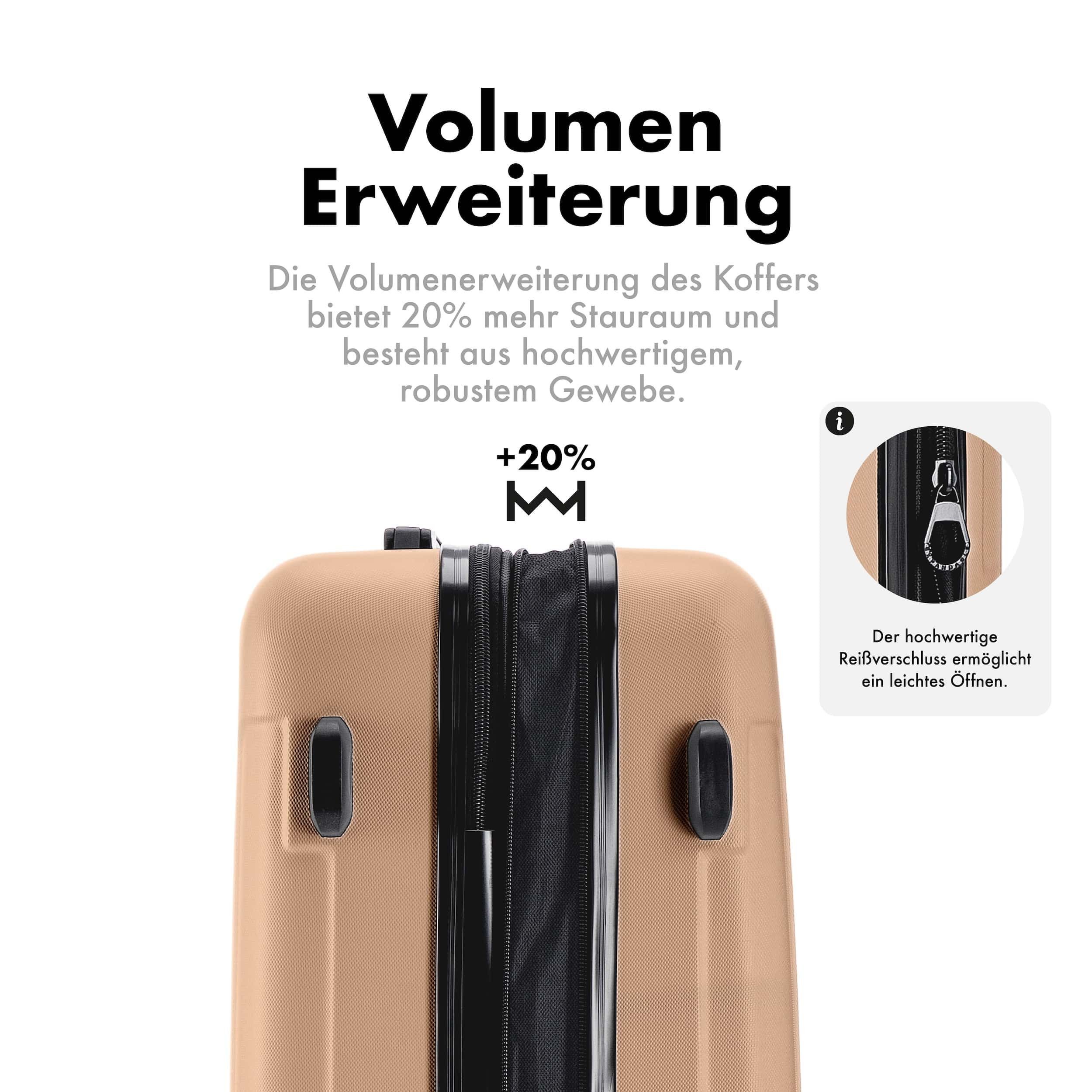 Flexot Hartschalen-Trolley F-3045 (Gr. M, L, XL) – Kofferset – ABS-Hartschale, 4 Rollen, Robuster und moderner Koffer mit vier 360° Rollen und Zahlenschloss