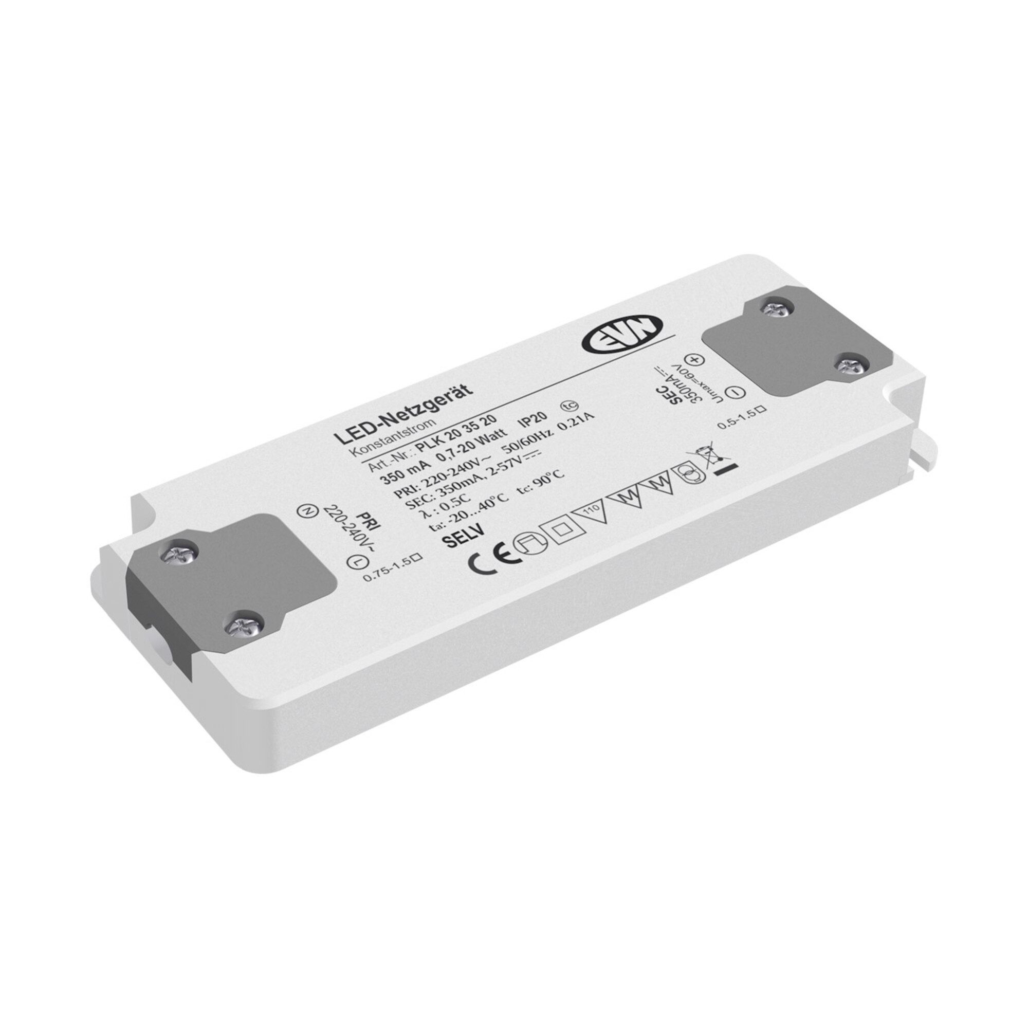 Contorion EVN Lichttechnik LED-Netzgerät 350mA 0,7-20W IP20 PLK203520 Steckdosenleiste