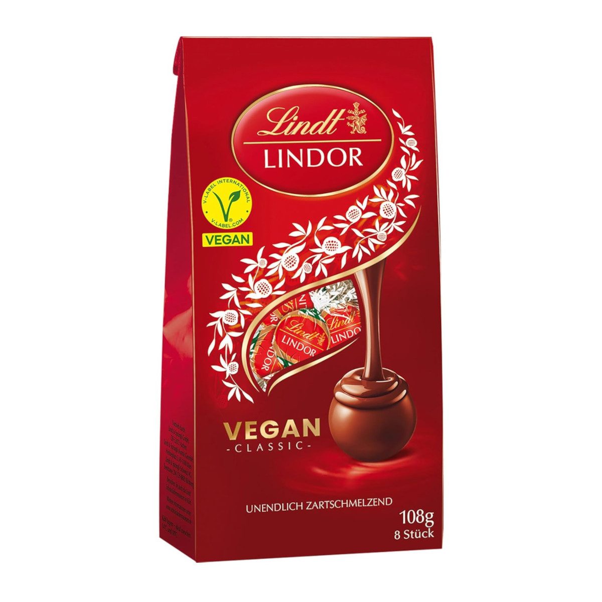 LINDT Schokolade, Lindt Lindor Classic vegan Schokoladenkugeln Packung 108g