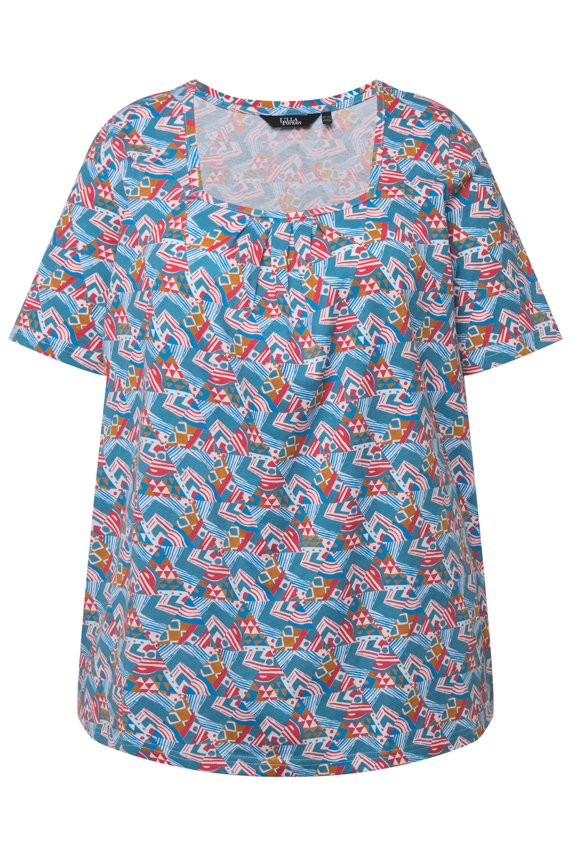 Ulla Popken T-Shirt T-Shirt Zierfalten A-Linie Carree-Ausschnitt günstig online kaufen