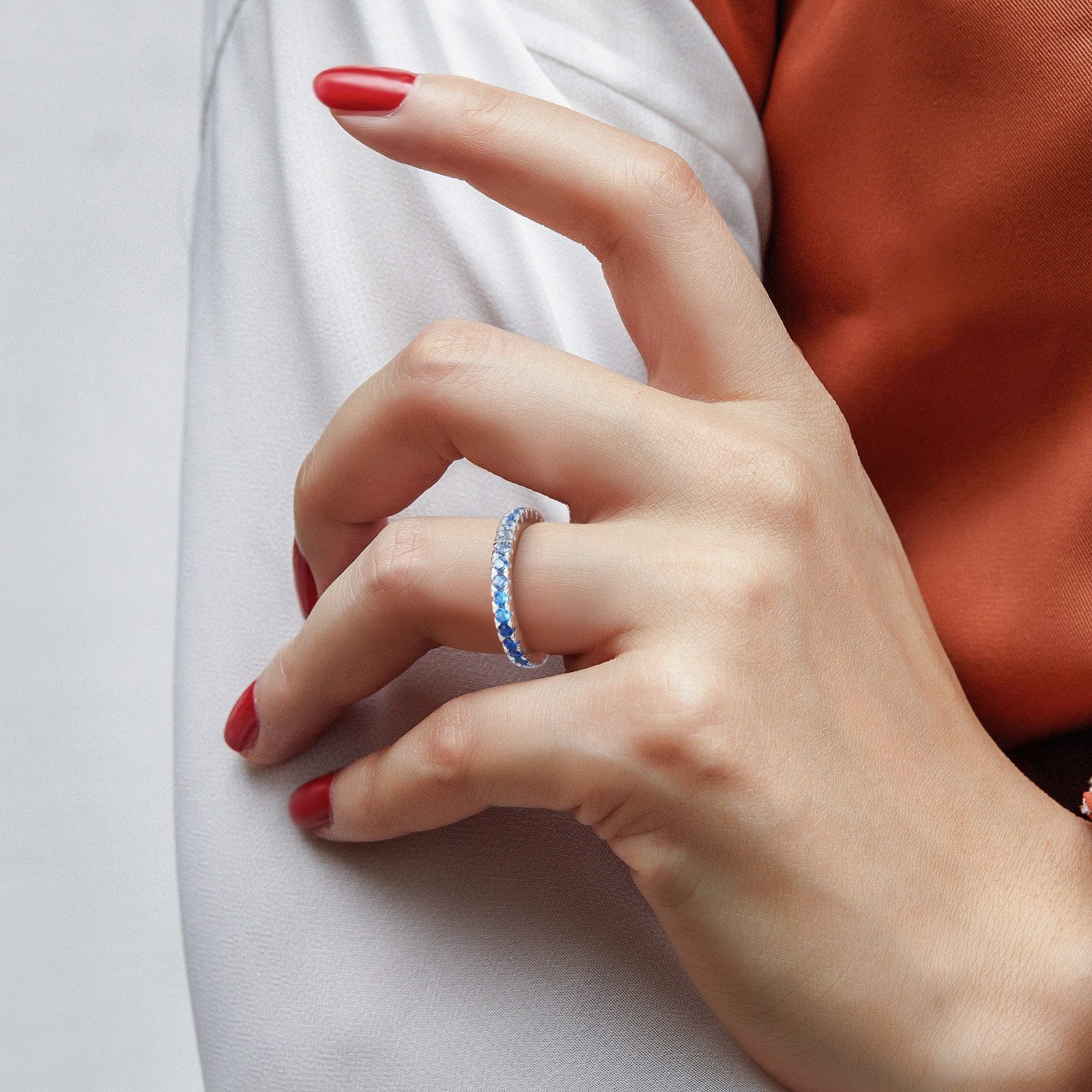Lisandra Scott Silberring Ring aus 925 Sterling Silber mit Blauen Multicolor Steinen Damen, Ein Ring wie das Meer – Schimmernde Blautöne & langlebiger Glanz