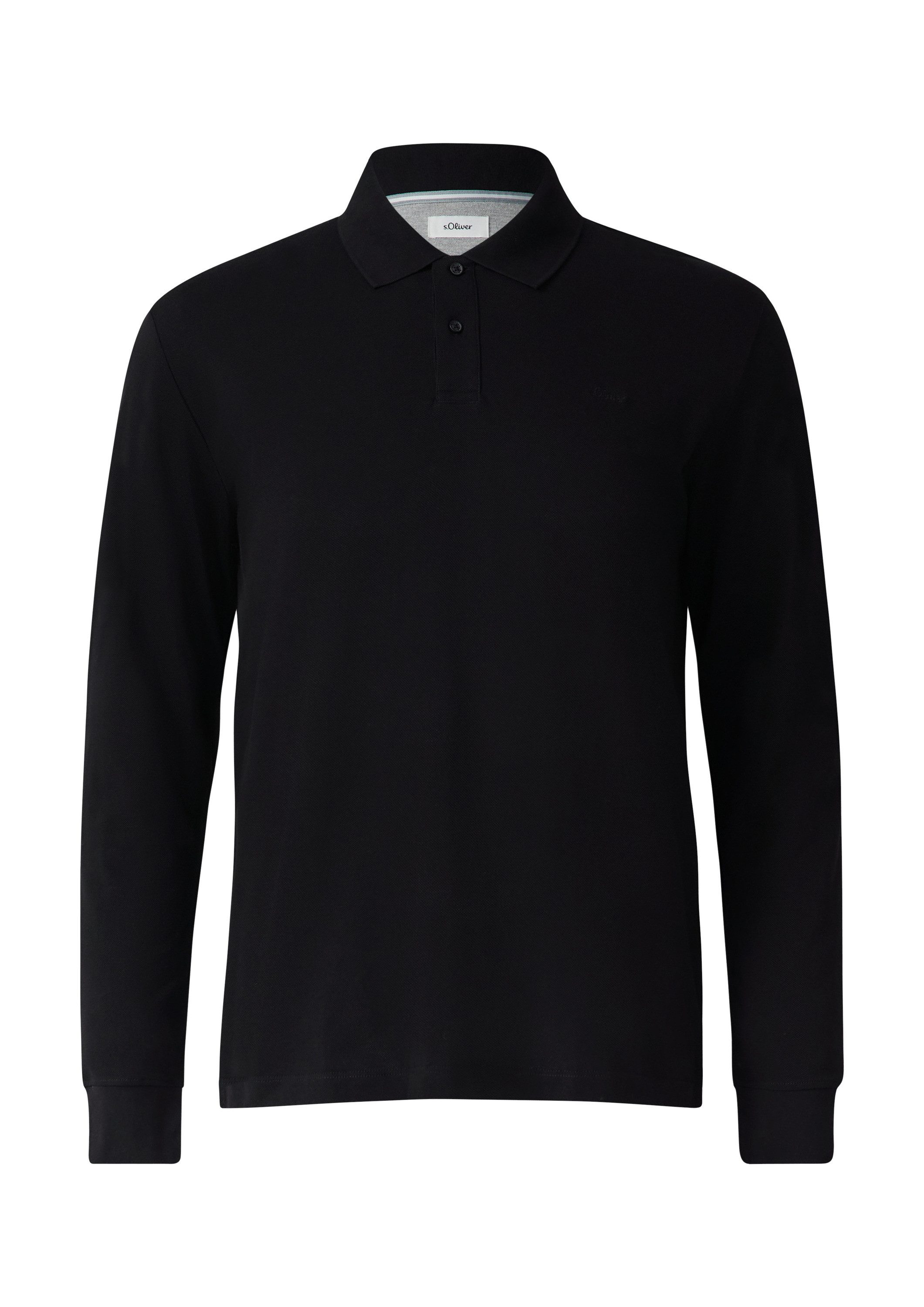 s.Oliver Langarmshirt Polo-Shirt Langarm-Poloshirt aus Baumwoll-Piqué mit B günstig online kaufen
