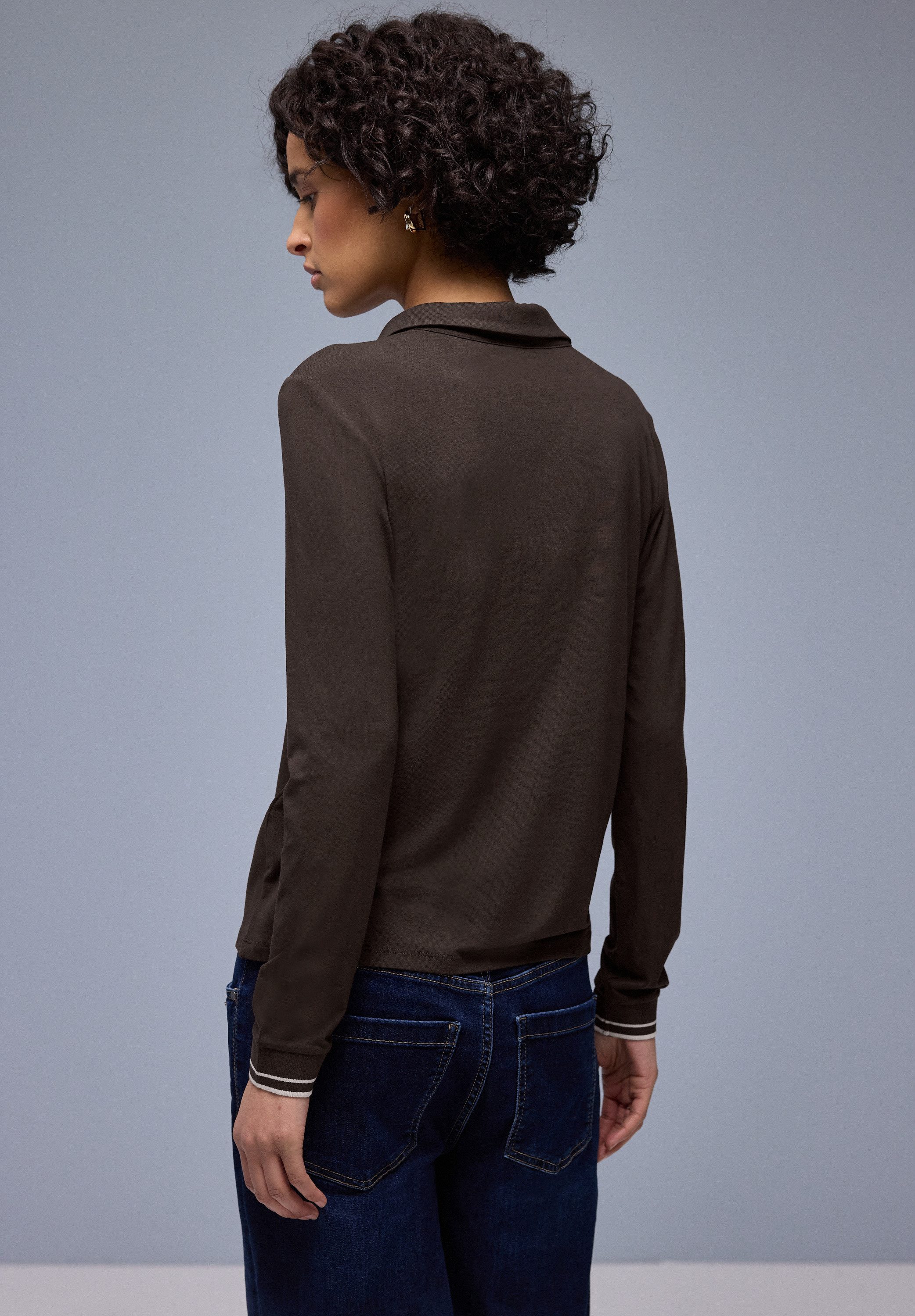 STREET ONE Langarmshirt mit College-Bündchen an den Ärmeln