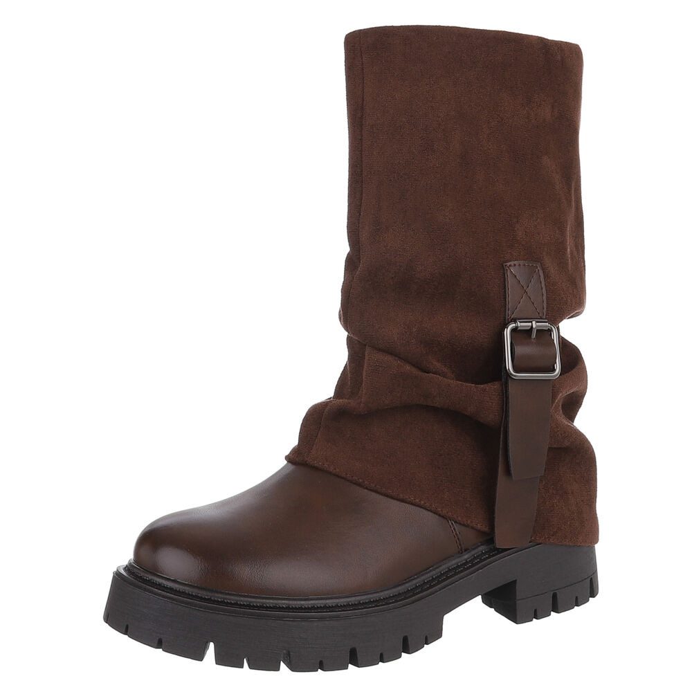 Ital-Design Modische Damenstiefel mit Gurt-Detail für günstig online kaufen